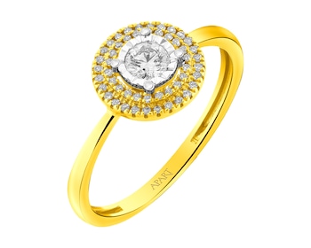 Yellow and white gold ring with diamonds 0,22 ct - fineness 585