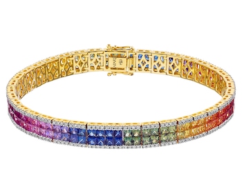 Gold bracelet with diamonds and sapphires 1,02 ct - fineness 14 K