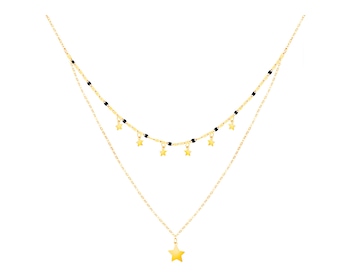 Gold enamel necklace, ankier, twisted plates - stars