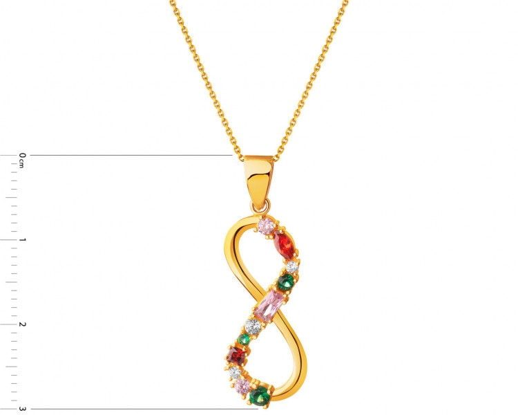 Gold pendant with cubic zirconia - infinity