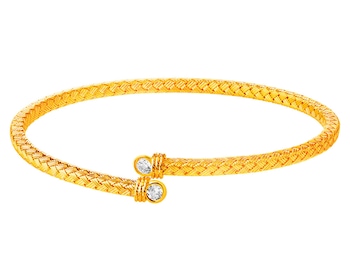 Stiff gold bracelet with cubic zirconia without clasp
