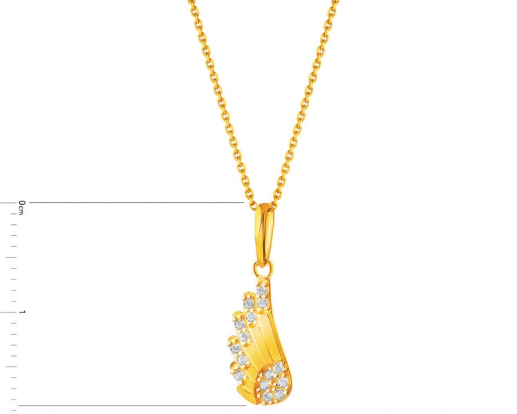 Gold pendant with cubic zirconia - wing