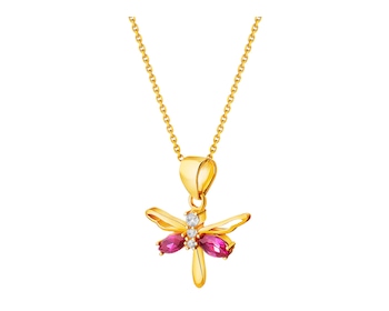 Gold pendant with cubic zirconia - dragonfly