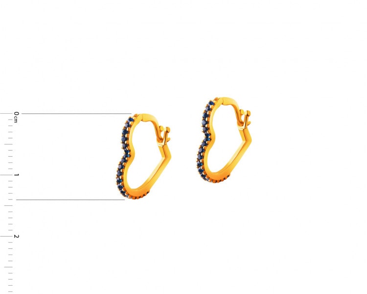 Gold earrings with cubic zirconia - hearts
