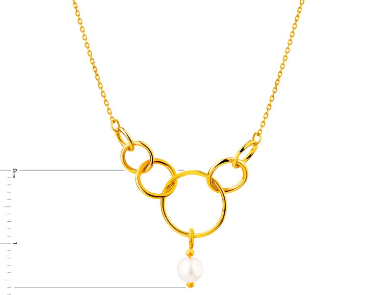 Gold necklace with a pearl, ankier - circles