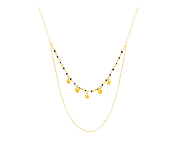 Gold necklace with enamel, ankier - stars, hearts