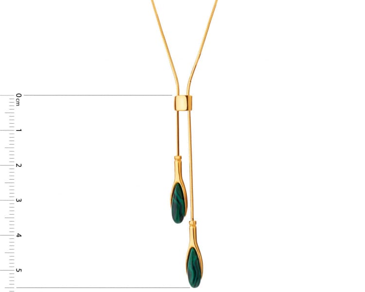 Gold-plated silver necklace with malachite