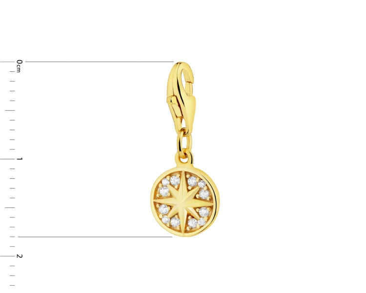 Gold-plated silver charms pendant with cubic zirconia