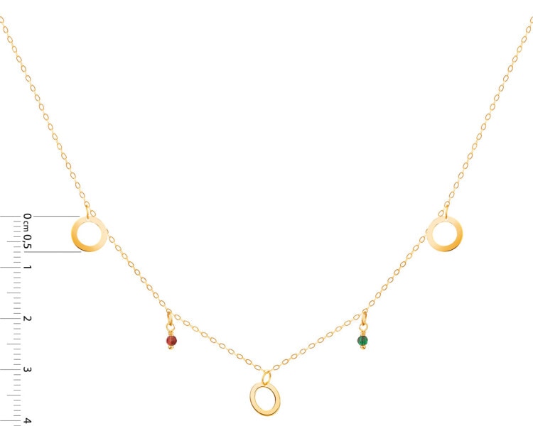 Gold necklace with glass, ankier - circles