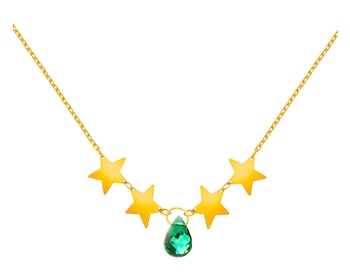 Gold necklace with synthetic quartz, ankier - stars