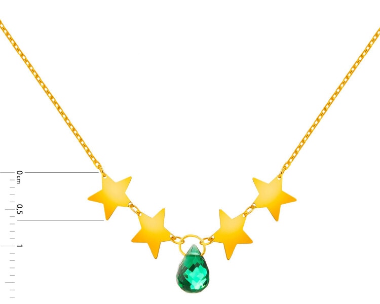 Gold necklace with synthetic quartz, ankier - stars