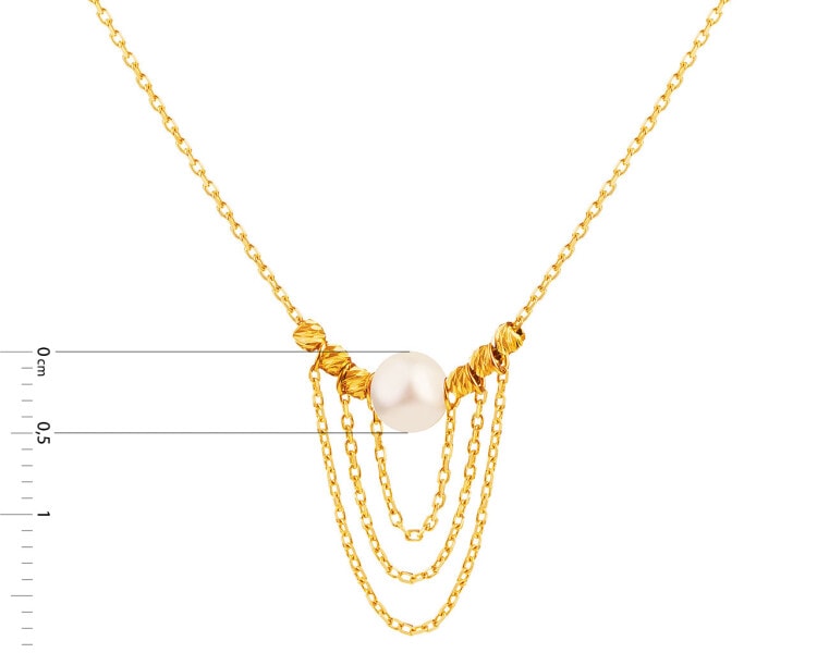 Zlatý náhrdelník s perlou, anker - kuličky