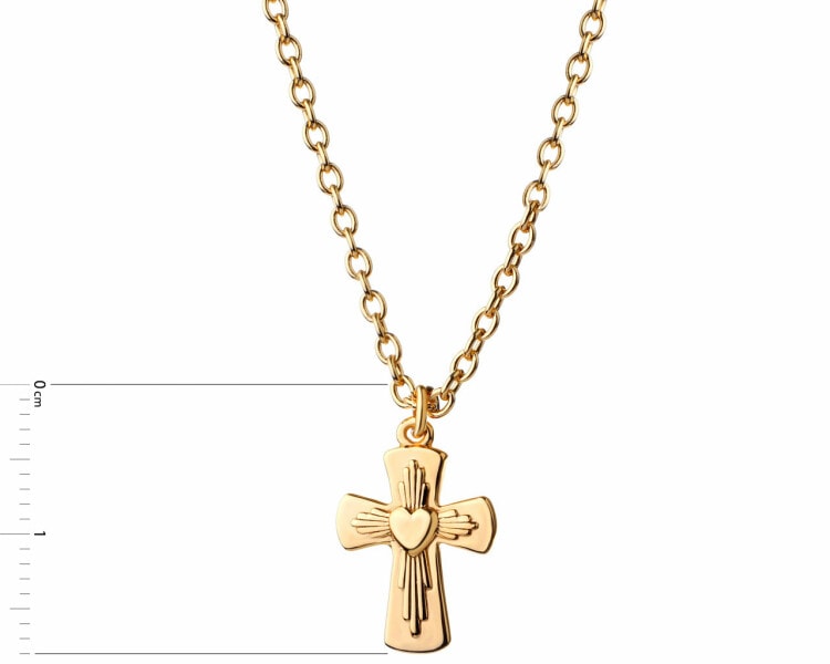 Gold-plated silver necklace - cross, heart