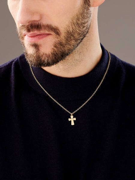 Gold-plated silver necklace - cross, heart