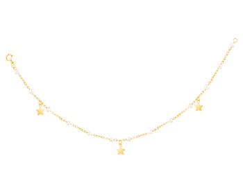 Zlatý náramek s perlami, anker - hvězdy