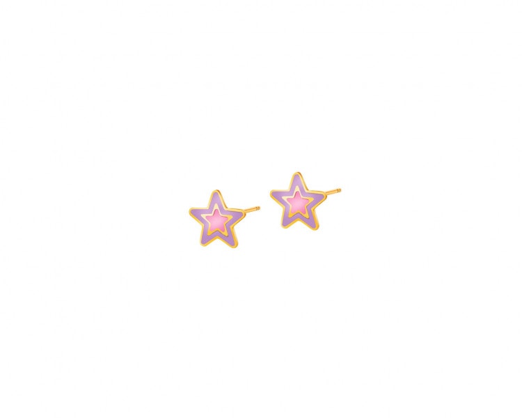 Zlaté náušnice se smaltem - hvězdy