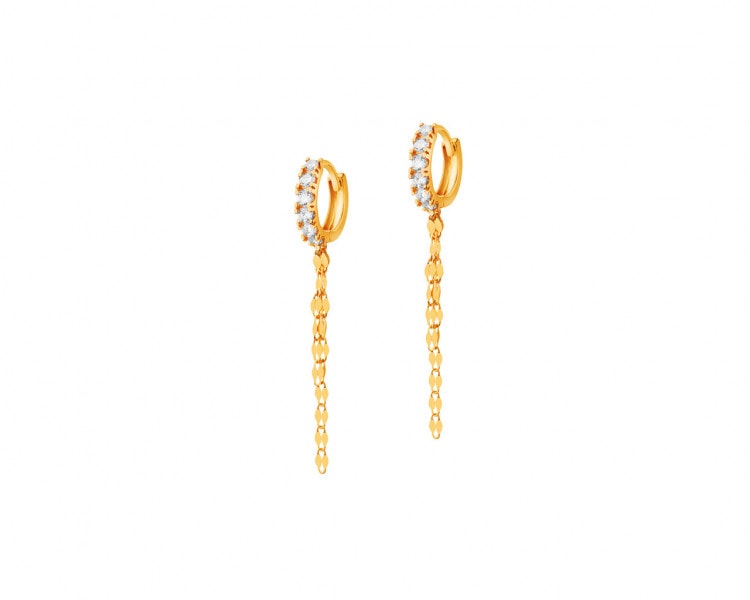 Gold dangling earring with cubic zirconia