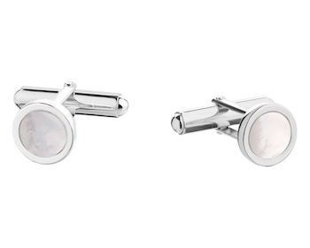 Silver cufflinks with mother of pearl