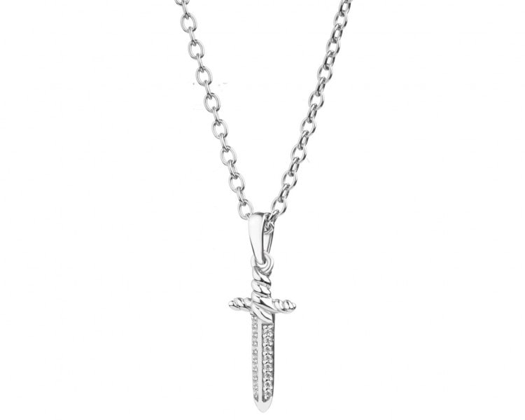 Stříbrný náhrdelník se zirkony - kříž