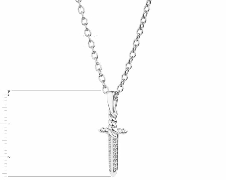 Silver necklace with cubic zirconia - cross