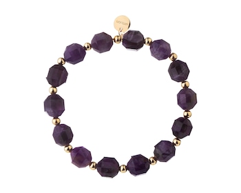 Gold-plated brass bracelet with amethysts