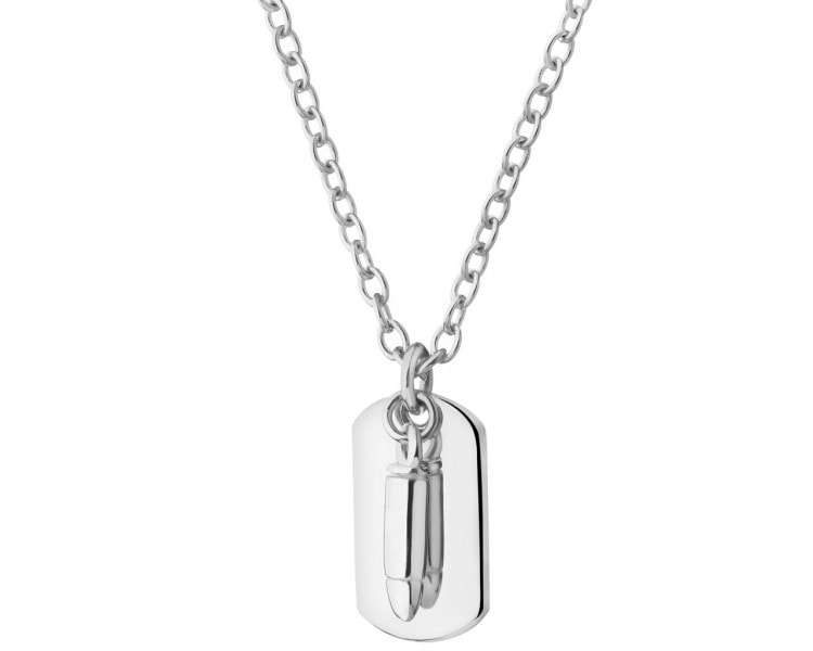 Men's Sterling Silver Chain Pattern Tag Necklace - Jewelry1000.com