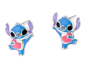 Stříbrné náušnice se smaltem - Stitch, Disney