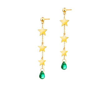 Gold earrings with synthetic quartz - stars