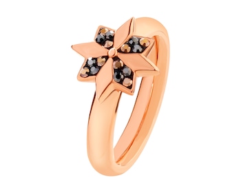 Stainless steel ring with marcasites - star