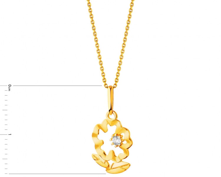 Gold pendant with zircon - flower
