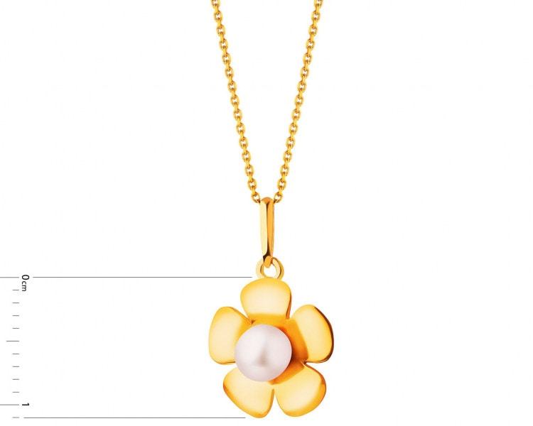 Gold pendant with pearl - flower