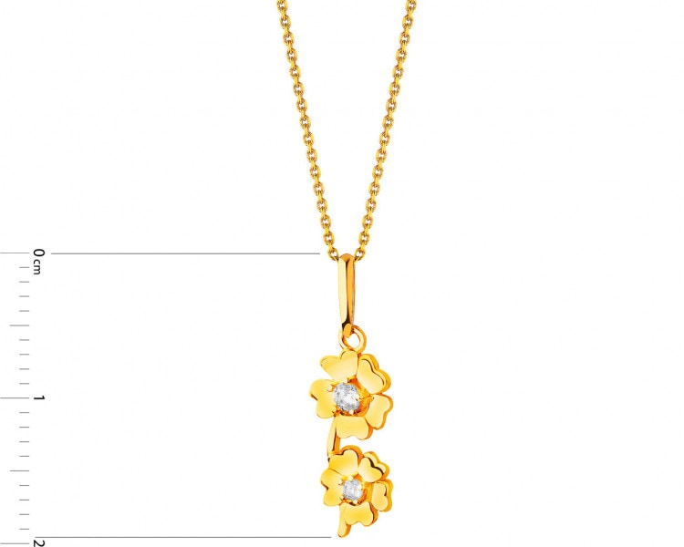 Gold pendant with zircons - flowers