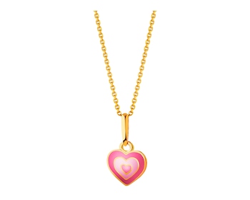 Gold pendant with enamel - heart