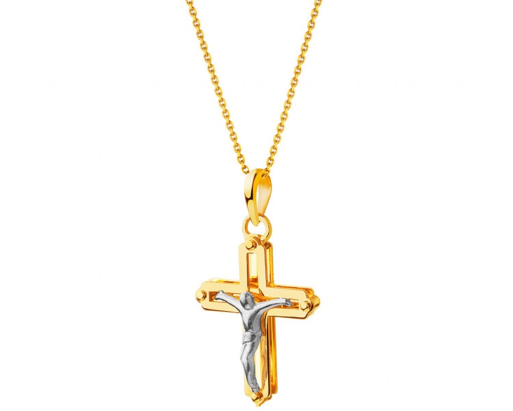 Gold pendant - a cross with the image of Christ
