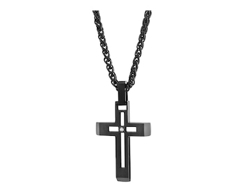 Stainless steel necklace with crystal - cross