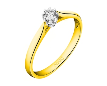 Yellow and white gold diamond ring 0,14 ct - fineness 585