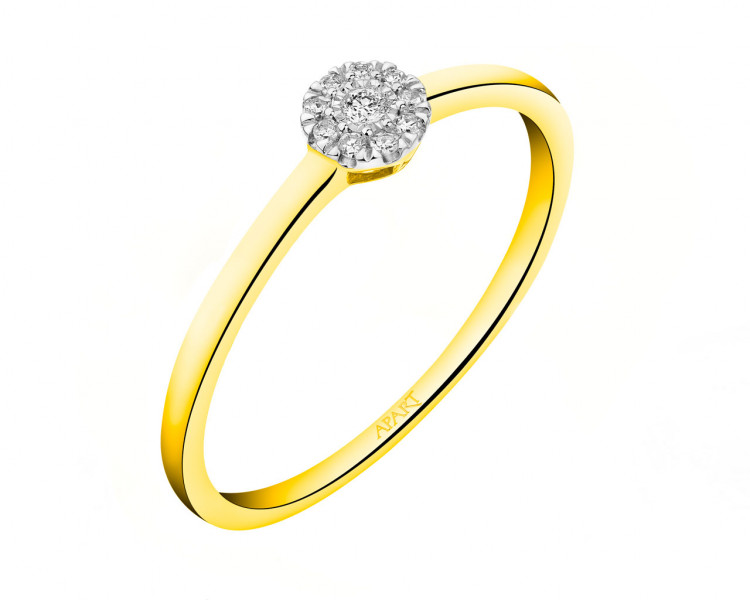 Yellow and white gold ring with diamonds 0,05 ct - fineness 585