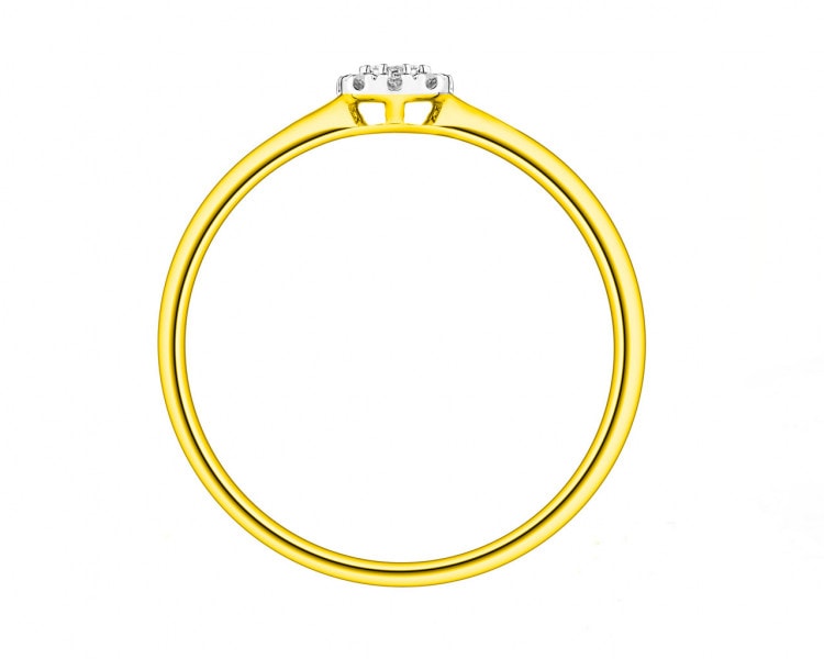 Pierścionek z żółtego i białego złota z diamentami 0,05 ct - próba 585
