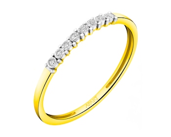 Yellow and white gold ring with diamonds 0,02 ct - fineness 375