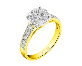 Yellow and white gold ring with diamonds 0,75 ct - fineness 585