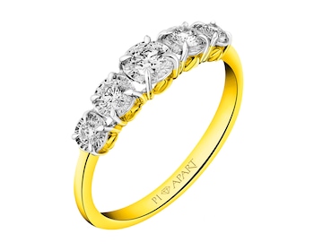 Yellow and white gold ring with diamonds 0,40 ct - fineness 585