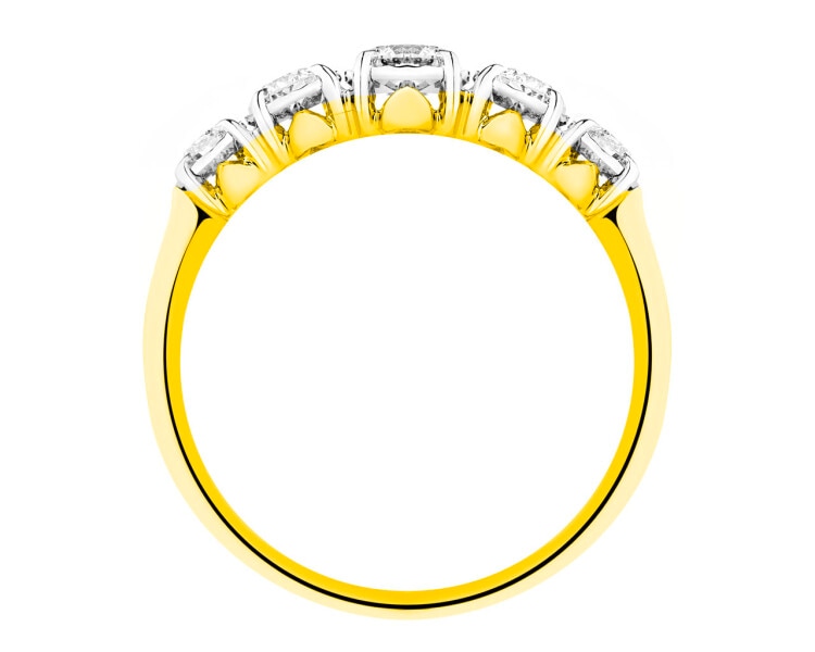 Yellow and white gold ring with diamonds 0,40 ct - fineness 585