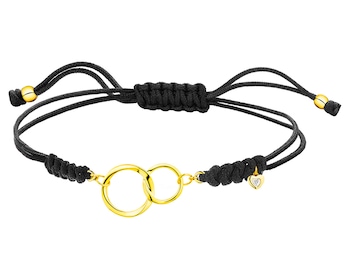 Bracelet with yellow gold elements and a diamond - circles, heart 0,003 ct - fineness 9 K