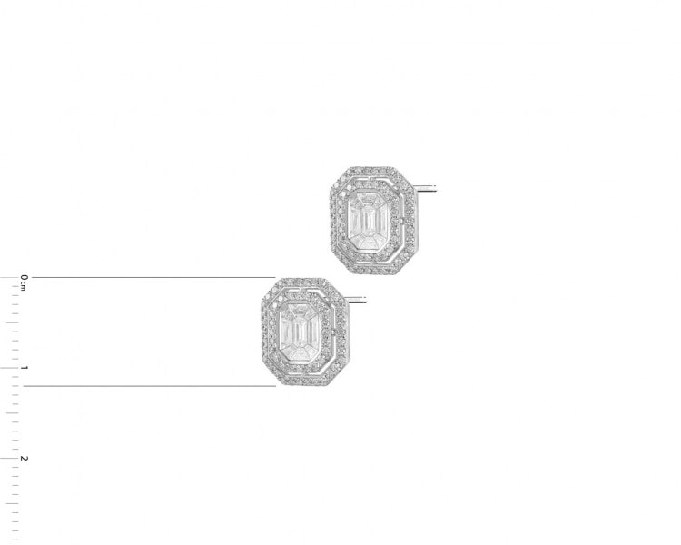 White gold earrings with diamonds 1,16 ct - fineness 18 K