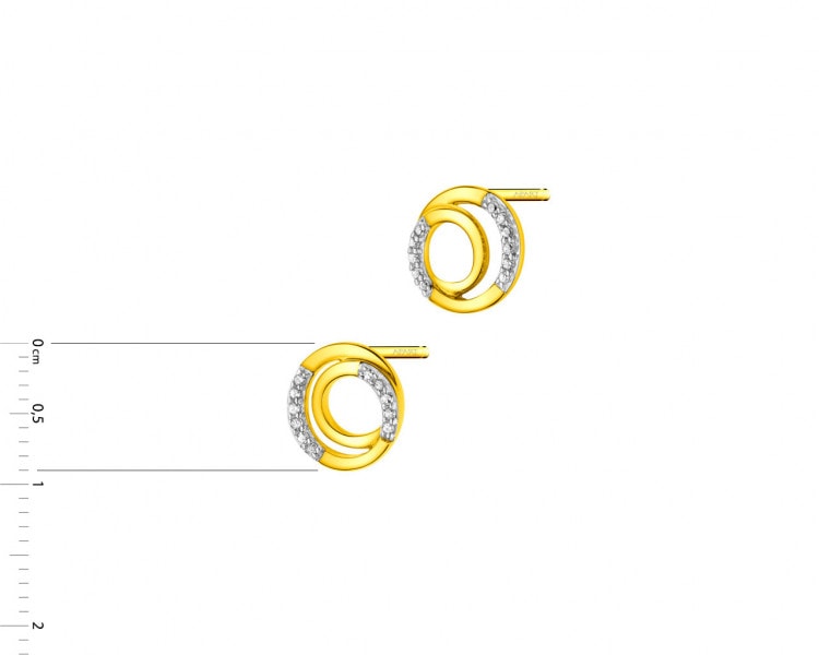 Gold earrings with diamonds 0,07 ct - fineness 9 K
