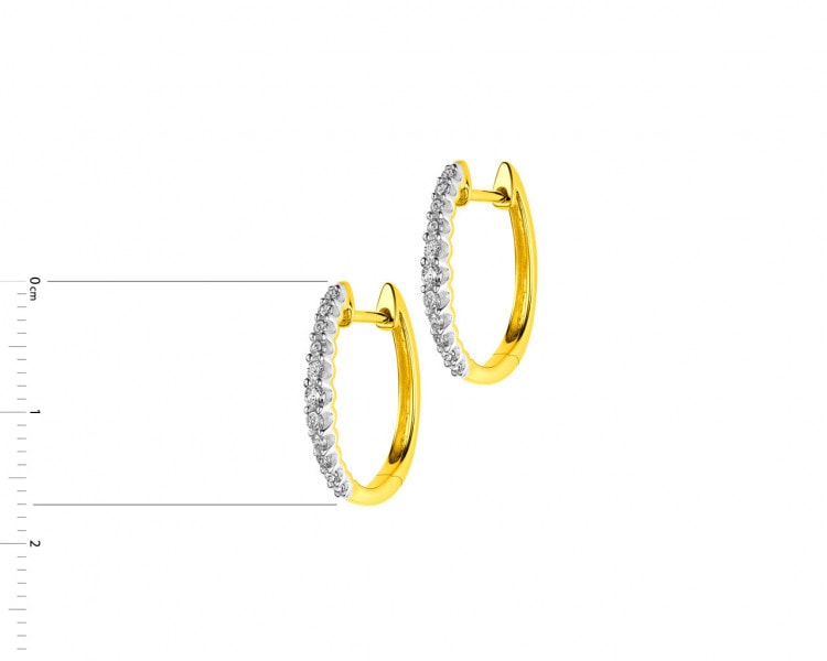 Gold earrings with diamonds - circles 0,25 ct - fineness 14 K