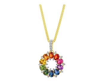 Gold pendant with diamonds and sapphires 0,33 ct - fineness 14 K