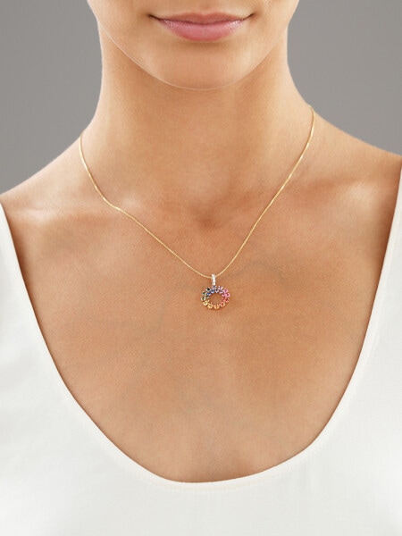 Gold pendant with diamonds and sapphires - fineness 14 K