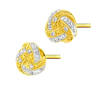 Gold earrings with diamonds 0,04 ct - fineness 9 K