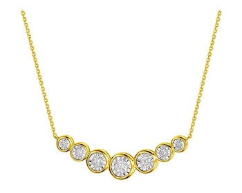 Yellow and white gold necklace with diamonds 0,22 ct - fineness 585